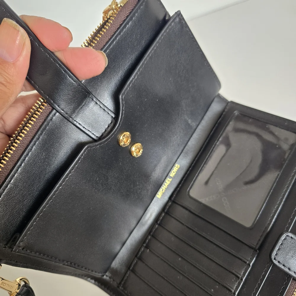 Michael Kors Black and Brown Faux Tiger Fur Stripe Clutch/Wallet Gold Hardware. - Picture 10 of 10